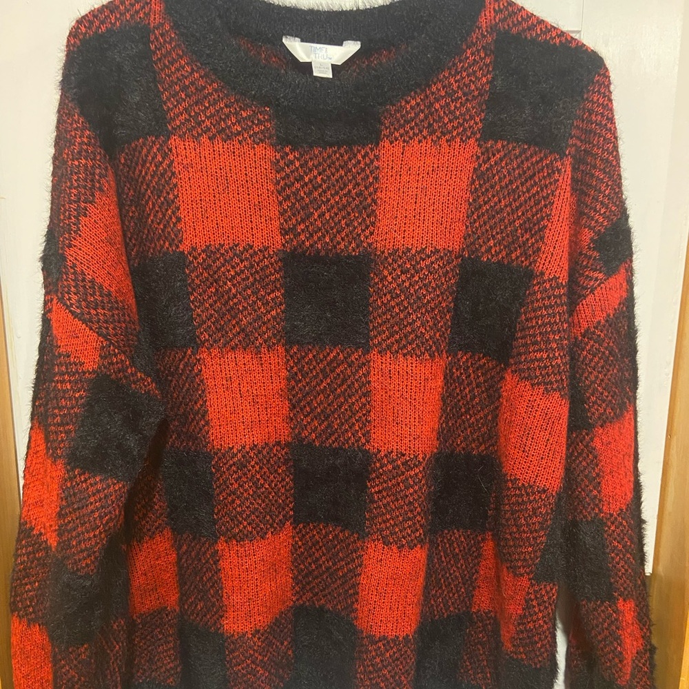 L Womens Buffalo check sweater
